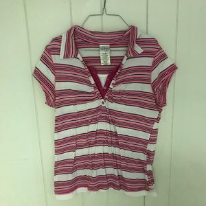Pink striped polo shirt